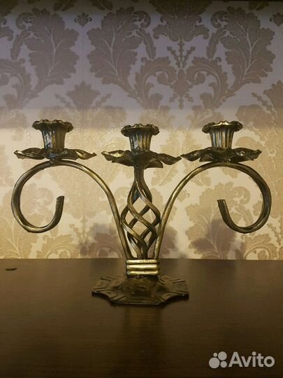 Кованный подсвечник на три свечи, канделябр
