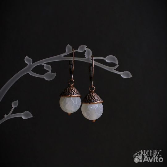 Серьги классические с Агатом