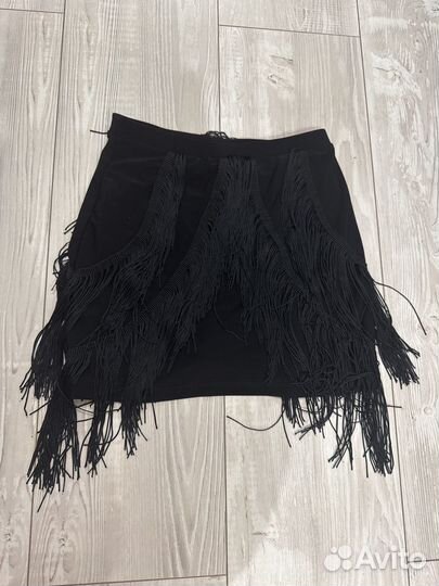 Тренировочная юбка для бальных танцев с бахромой