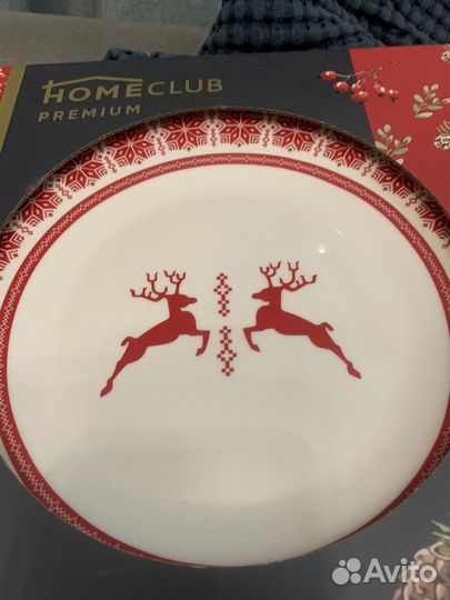 Тарелка новогодняя с лопаткой фарфор новая