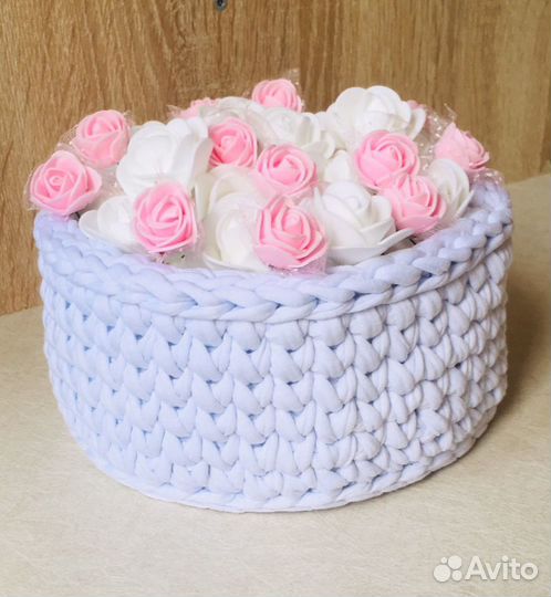 Корзинка из трикотажной пряжи