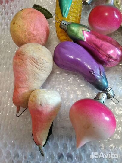 Елочные игрушки СССР фрукты и овощи