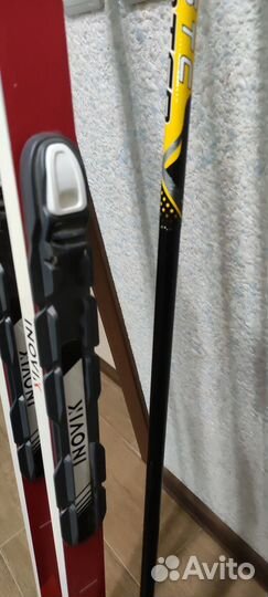 Лыжи с креплениями и палками беговые новые 187см