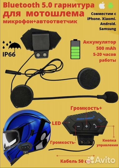 Мотогарнитура для шлема
