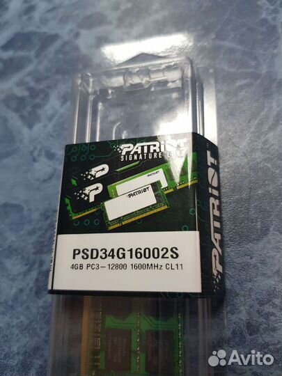 Память SO-dimm DDR3 4Gb Patriot PC12800