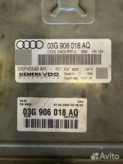 Блок управления двигателем 03G906018AQ Audi A4 B7