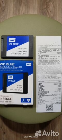 SSD SATA WD Blue 1TB на гарантии днс до 03.01.2027