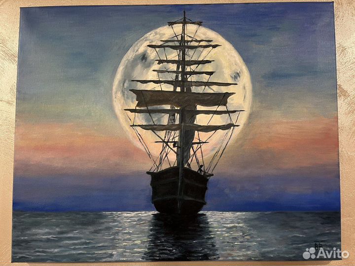 Картина маслом парусник