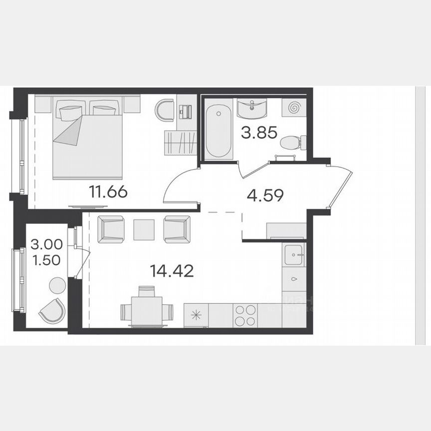 1-к. квартира, 36 м², 5/15 эт.