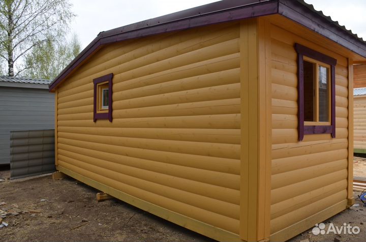 Баня готовая мобильная 6х2,3 из бруса с с/у