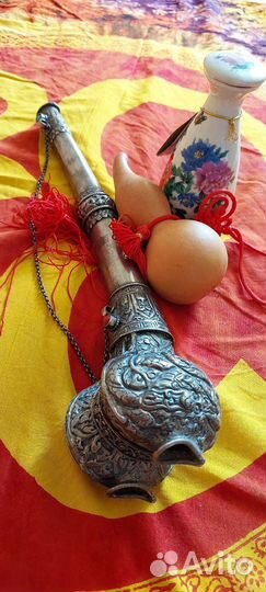 Ламаистский кунлинг духовая труба серебро Непал