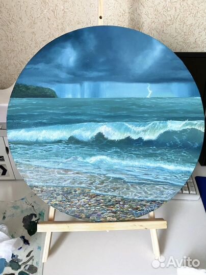 Картина маслом на круглом холсте (диаметр 40см)