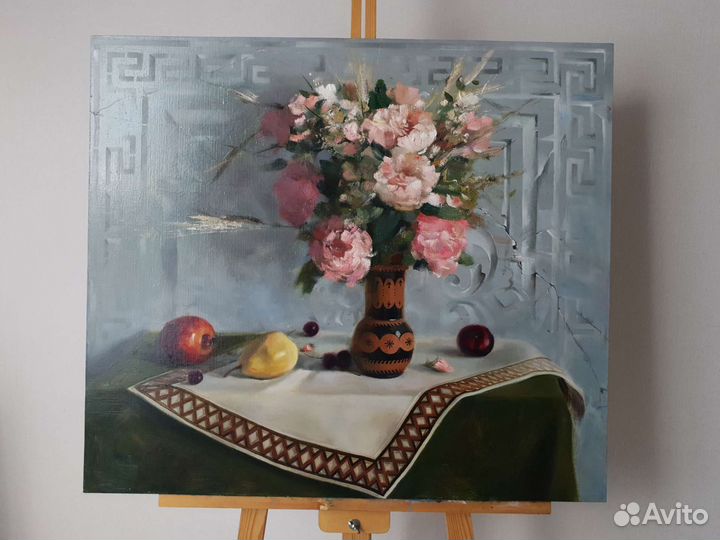 Картина натюрморт с пионами