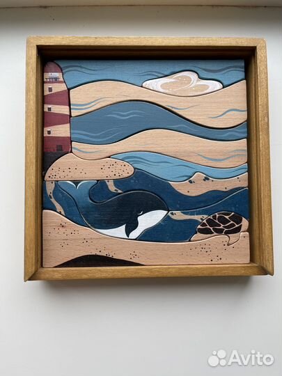 Деревянная мозаика ручной работы Маяк