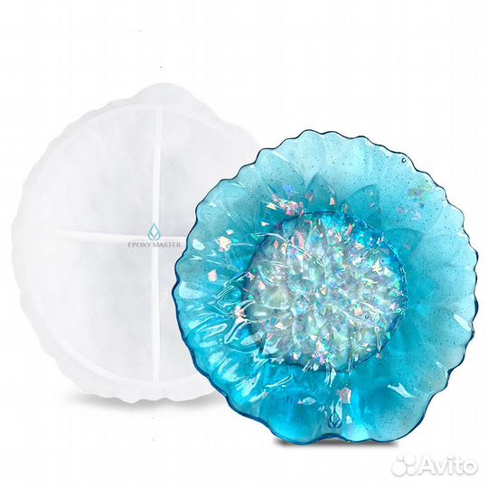 Силиконовый молд - Блюдце с цветком, d12см