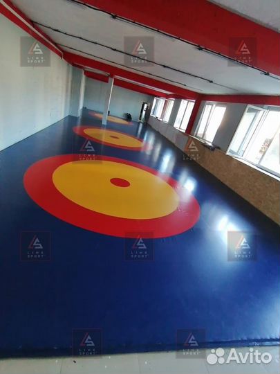 Борцовский ковер 6х6 трехцветный карманы