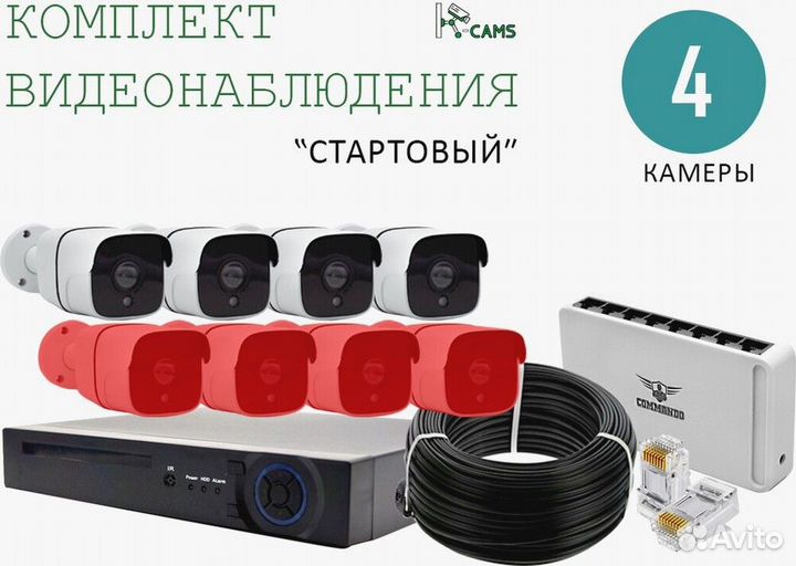 Комплект видеонаблюдения Стартовый 4 камеры