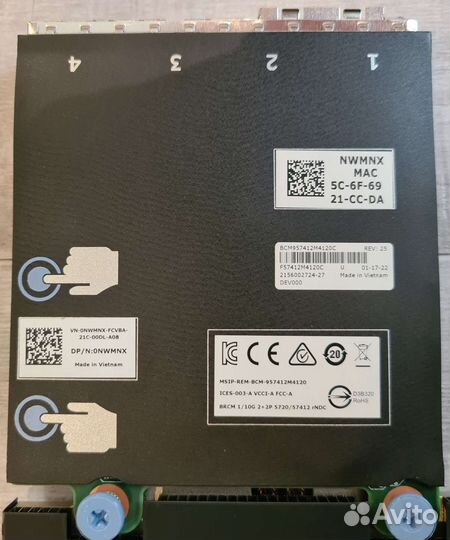Dell сетевая карта 0nwmnx brcm 10Gb SFP+2port 1Gb