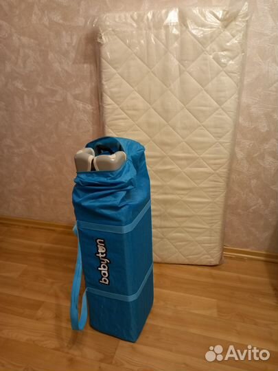 Переносная детская кроватка-манеж с матрасом