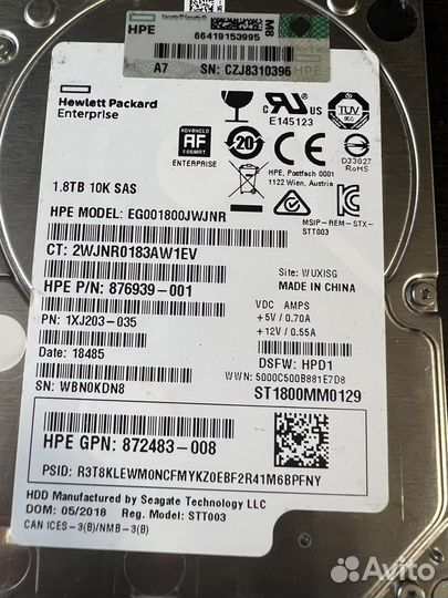 Жесткий диск Hewlett Packard Enterprise 1.8 TB 10K