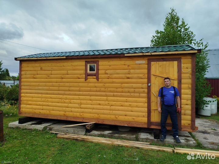 Перевозная баня из бруса под ключ 2,3 на 5 метров