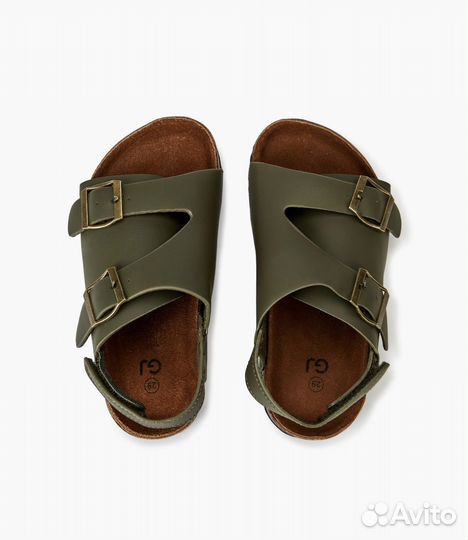 Сандалии детские цвета хаки из эко кожи