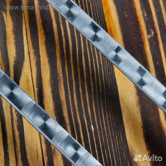 Двойной вилка-шампур с деревянной ручкой, с узором