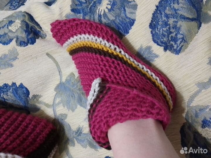 Вязаные носки овечья шерсть, следки, тапочки
