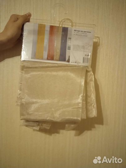 Штора из органзы бежевая