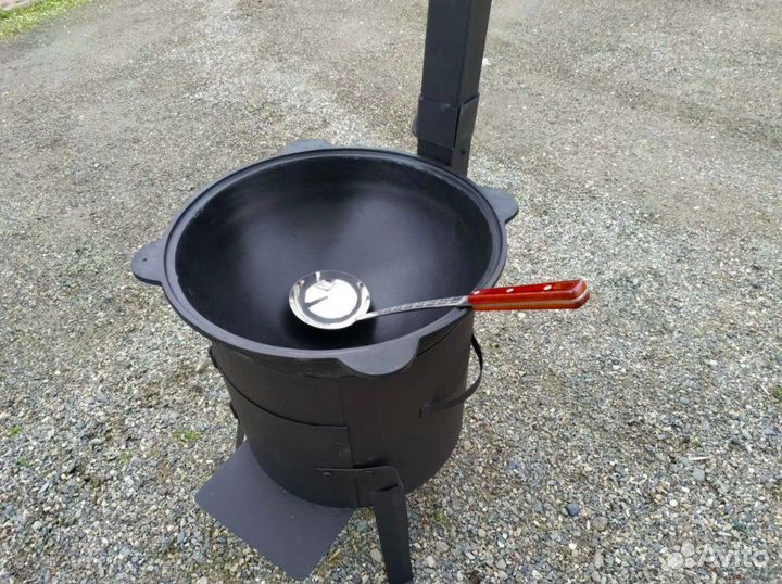 Казан чугунный 12 литров + печь + половник