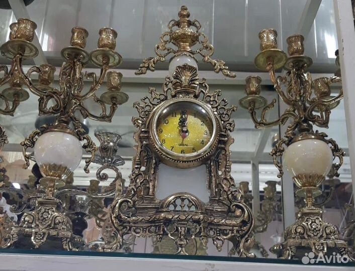 Бронза с мрамором часы канделябр