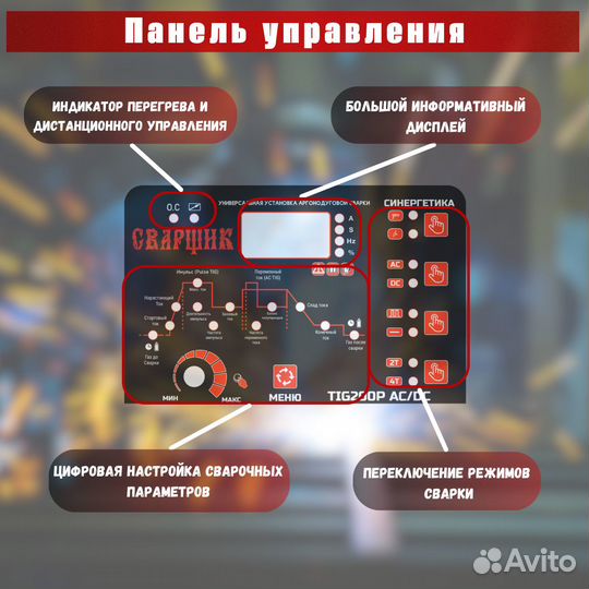 Установка инверторная Сварщик TIG-200P AC/DC синер