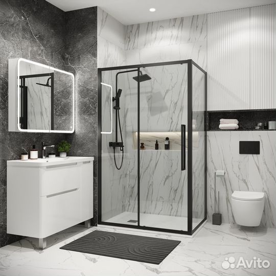 Душ.огр. Cosmo 11070195 черн мат, прозрачное стек