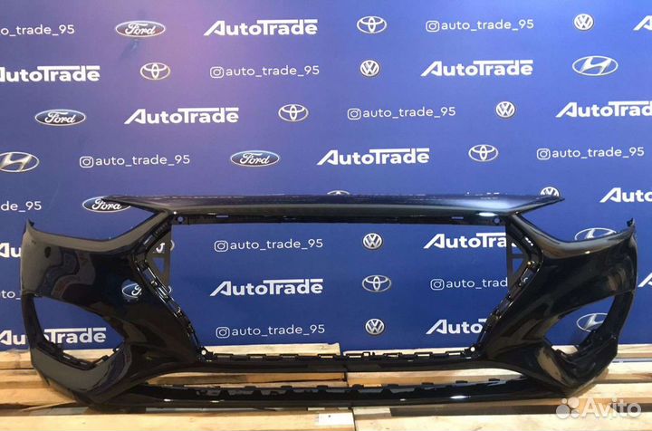 Бампер передний на Hyundai Solaris 17 чёрный