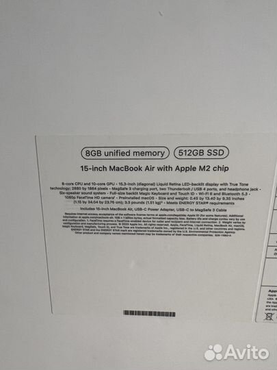 Macbook air 15 m2 2023 8gb 512 gb