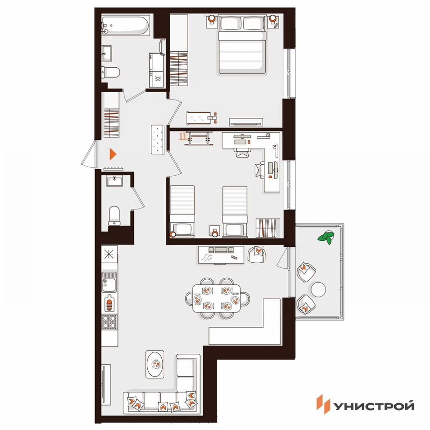 2-к. квартира, 72,1 м², 4/5 эт.