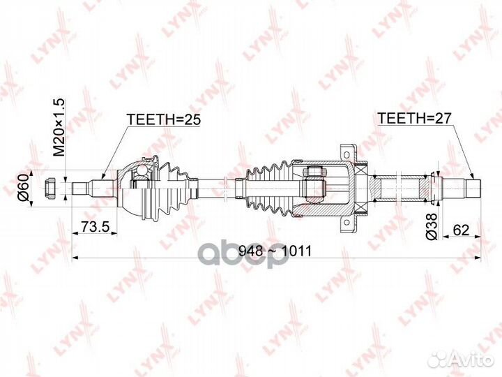 Привод в сборе перед прав CD1079 lynxauto