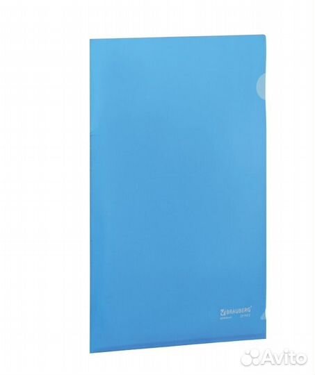 Папка уголок жёсткая brauberg синяя