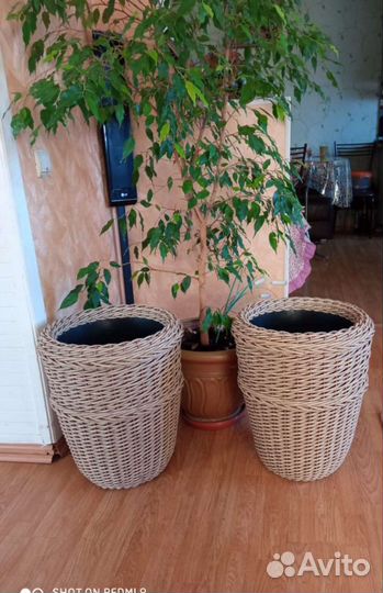 Комплект Кашпо из искусственного ротанга