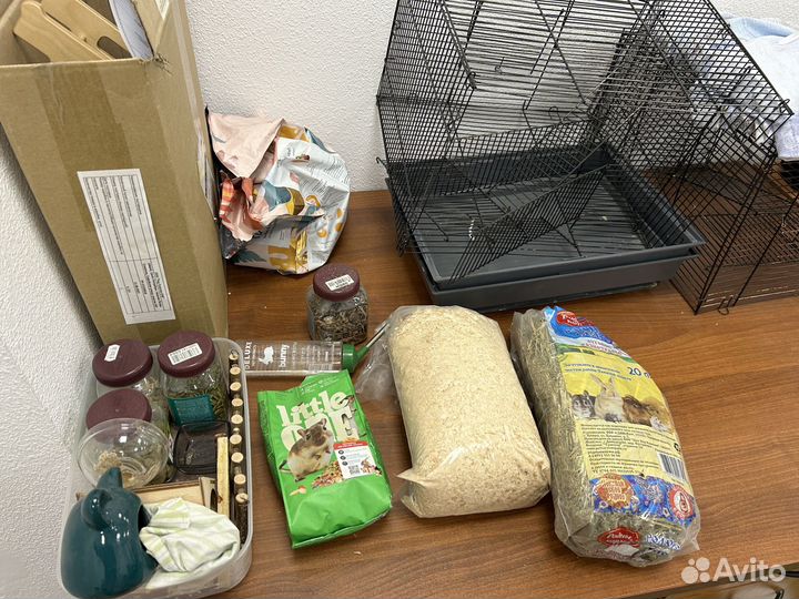 Клетка для грызунов, корм, домик, набор