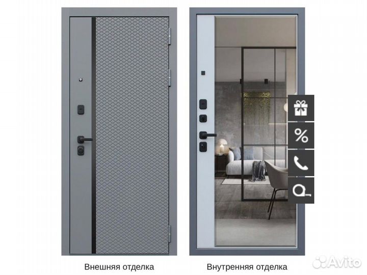 Металлическая дверь с зеркалом