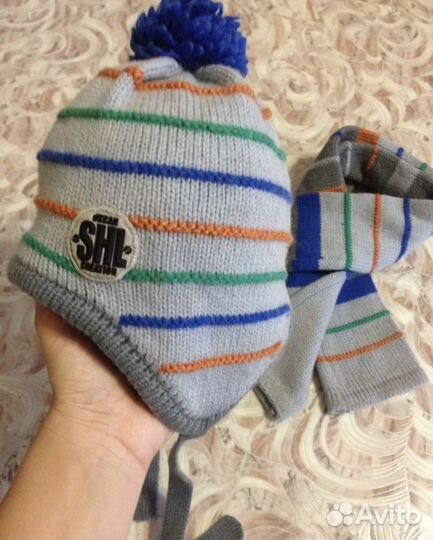 Шарф и шапка «Шалуны» 50-52 размер