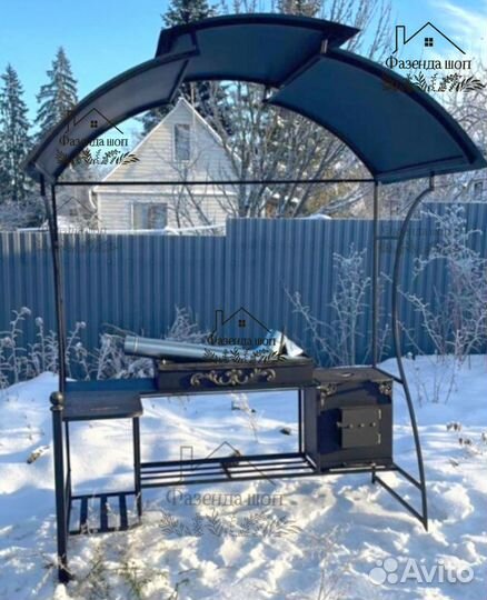 Мангал с печью под казан
