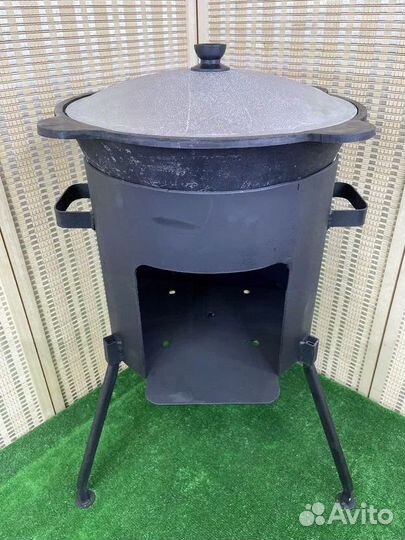 Казан чугунный с печкой
