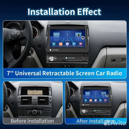 Магнитола 1din 2G/32G с выдвижным экраном7