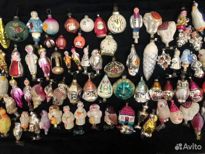 Елочные игрушки, стекло, винтаж 70 г