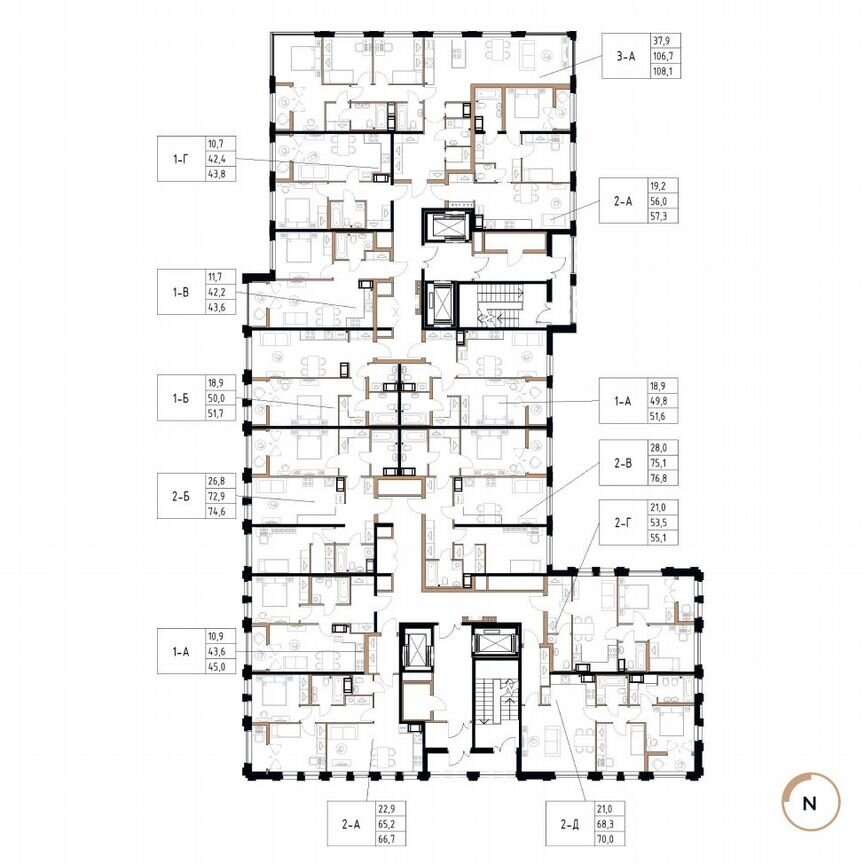 2-к. квартира, 57,3 м², 6/17 эт.