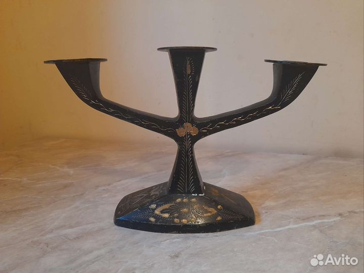 Подсвечник латунь Индия на 3 свечи