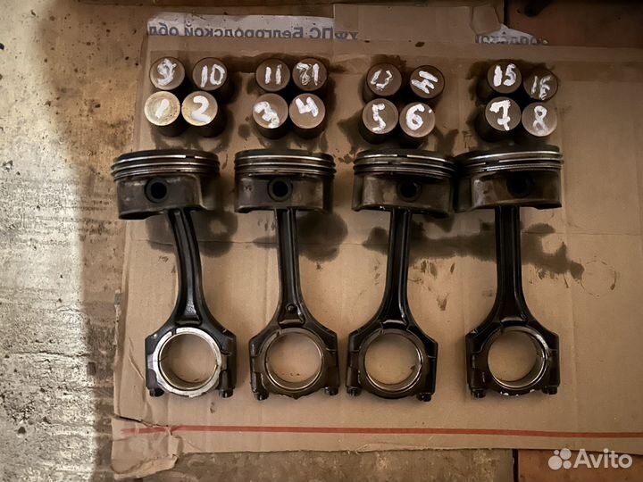 Поршня с шатунами на huynday solaris 1.6 g4fc