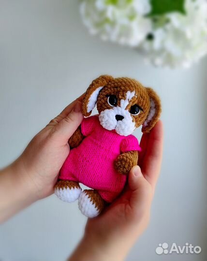 Вязаная игрушка собачка